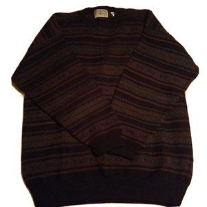 Segreto Italian Wool Sweater Striped Lined Italiana Large Multicolored